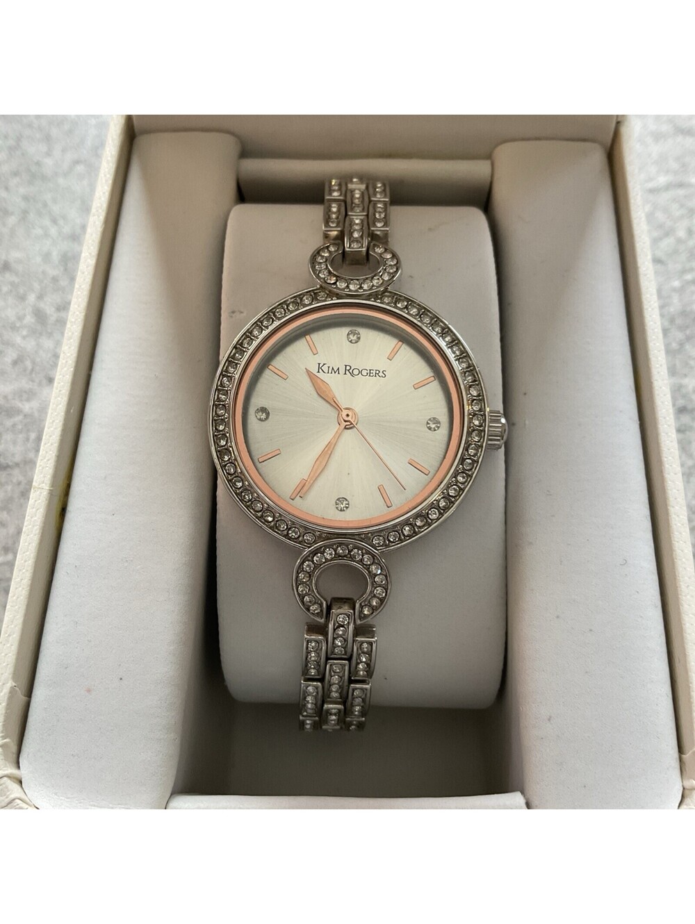 Beautiful Kim Rogers Womens Watch 30mm Silver Tone Case Crystal Accent Case/Band